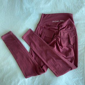 PCHEEBUM Burgundy Seamless Leggings w Scrunch butt